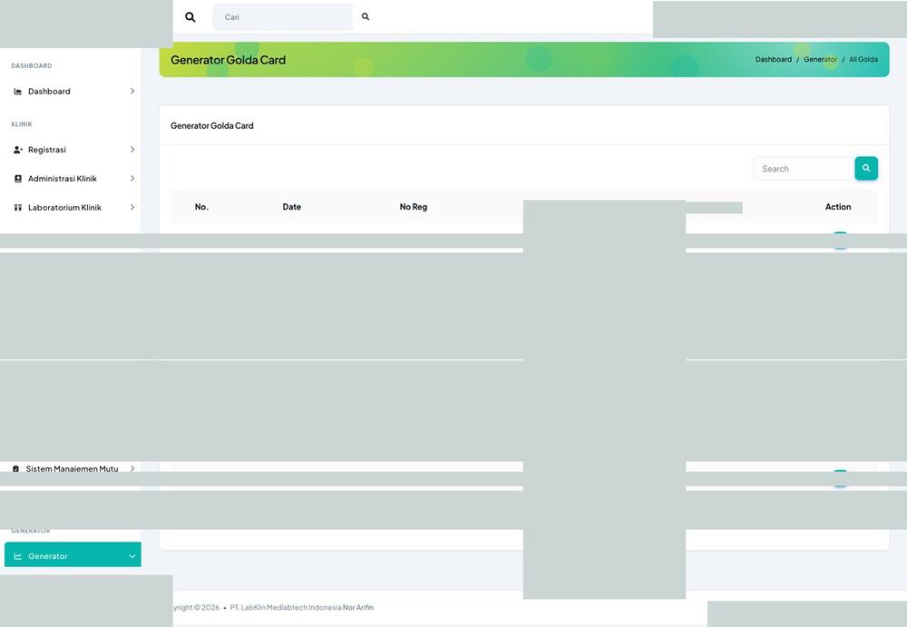 Screenshot LabKlin: Kartu golongan darah