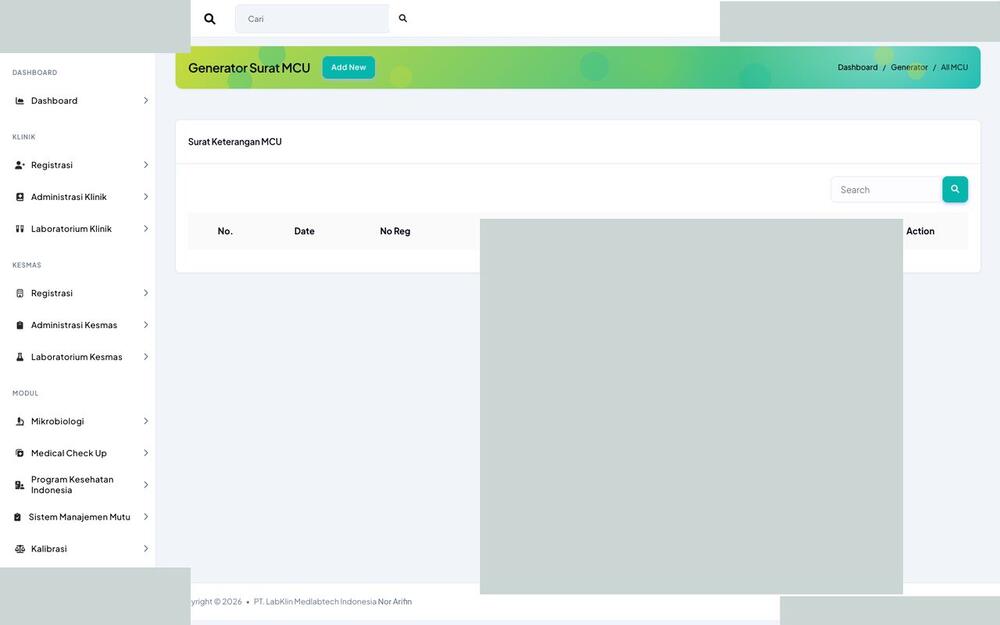 Screenshot LabKlin: Surat keterangan sehat