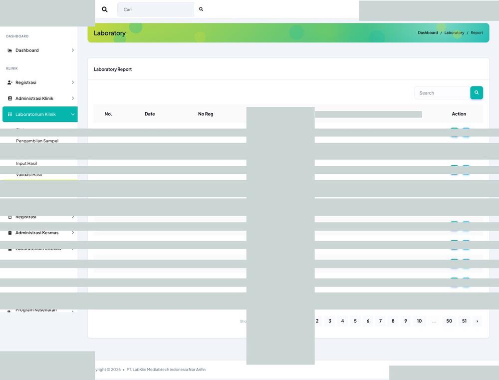 Screenshot LabKlin: Cetak laporan hasil