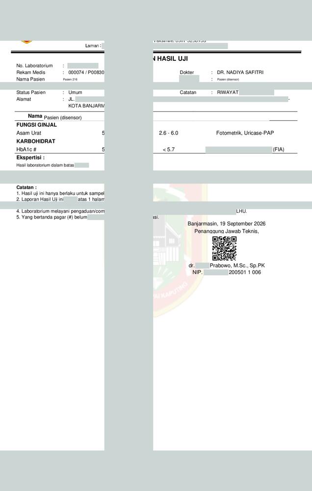 Screenshot LabKlin: Laporan hasil klinik