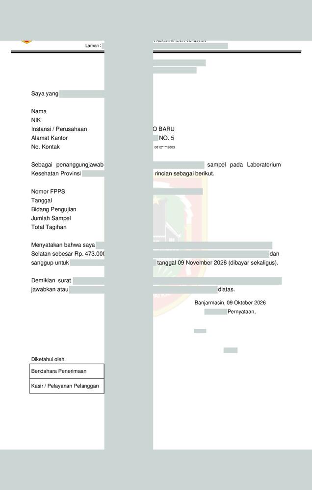 Screenshot LabKlin: Kwitansi manual labkesmas